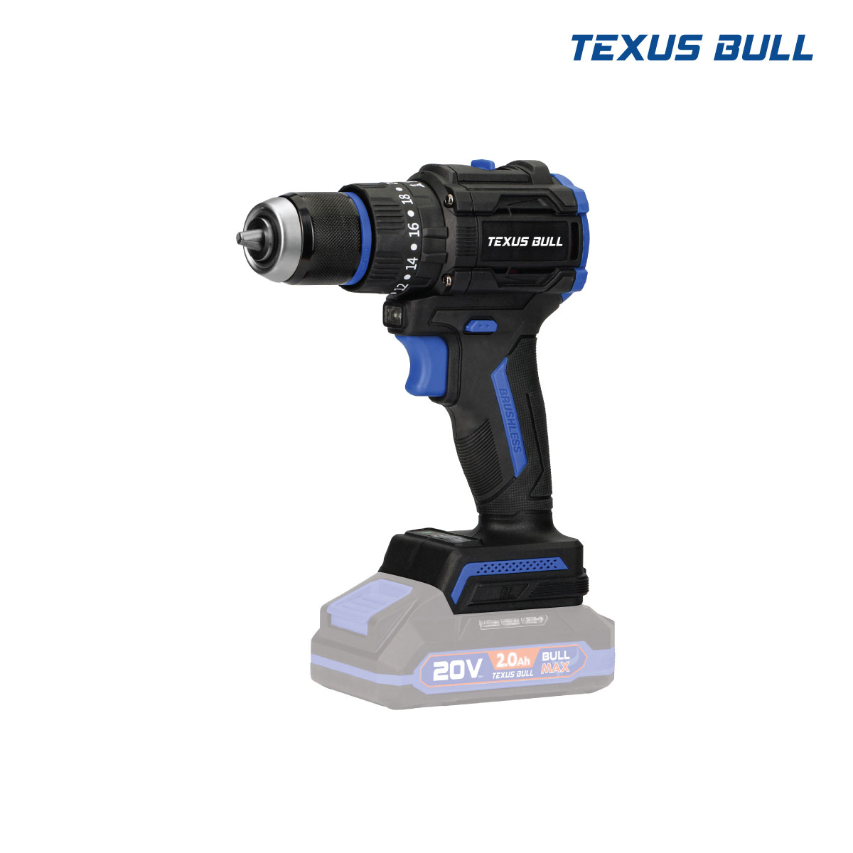 (เครื่องเปล่า) TEXUS BULL 20V สว่านกระแทกไร้สาย ไร้แปรงถ่าน ตัวสั้นพิเศษ อุปกรณ์ 29 ชิ้น 20V TX-9629